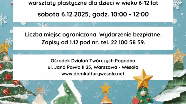 Warsztaty plastyczne „Świąteczna choinka” dla dzieci z cyklu Pogodne Rysowanki