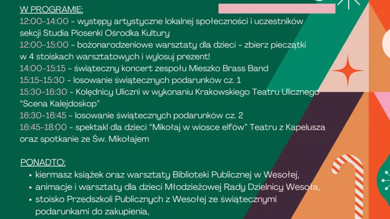 Świąteczny Kiermasz Bożonarodzeniowy z warsztatami, koncertami i atrakcjami dla rodzin