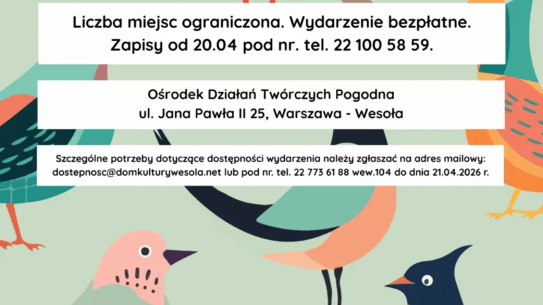 Warsztaty plastyczne „Wiosenne ptaszki” dla dzieci z cyklu Pogodne Rysowanki