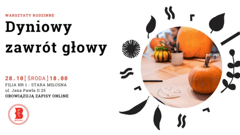 Halloweenowe dynie z dziećmi. Rodzinne warsztaty w bibliotece w Starej Miłosnej