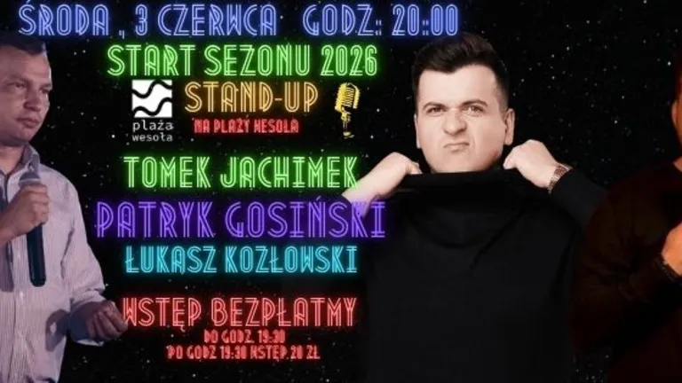 Stand-up na Plaży Wesoła z Tomkiem Jachimkiem, Patrykiem Gosińskim i Łukaszem Kozłowskim