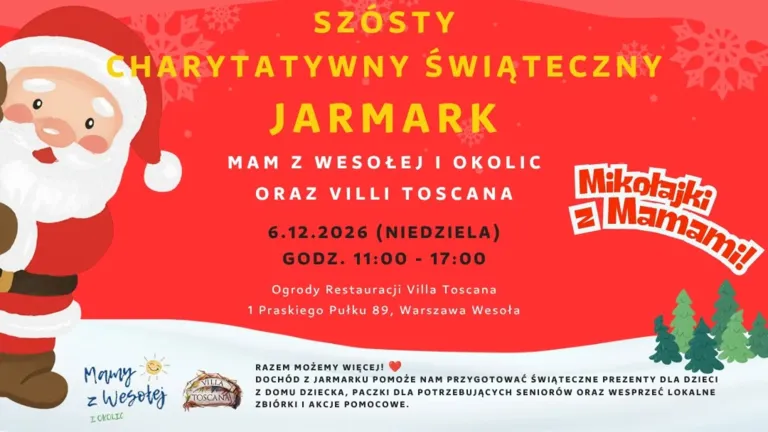 VI Charytatywny Jarmark Mam z Wesołej w Mikołajki. 6 grudnia w Villi Toscana