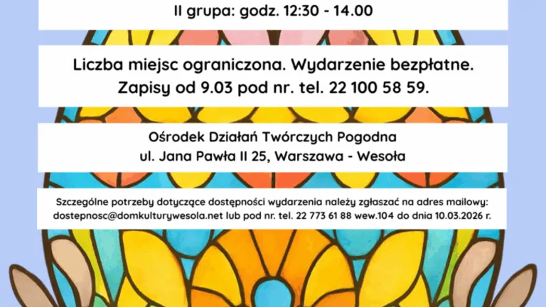 Warsztaty plastyczne „Wielkanocne witraże” – grupa II (cykl Pogodne Rysowanki)