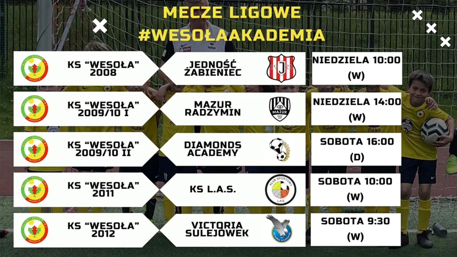 Zdjęcia do artykułu Harmonogram Weekendowych Meczów Akademii KS Wesoła