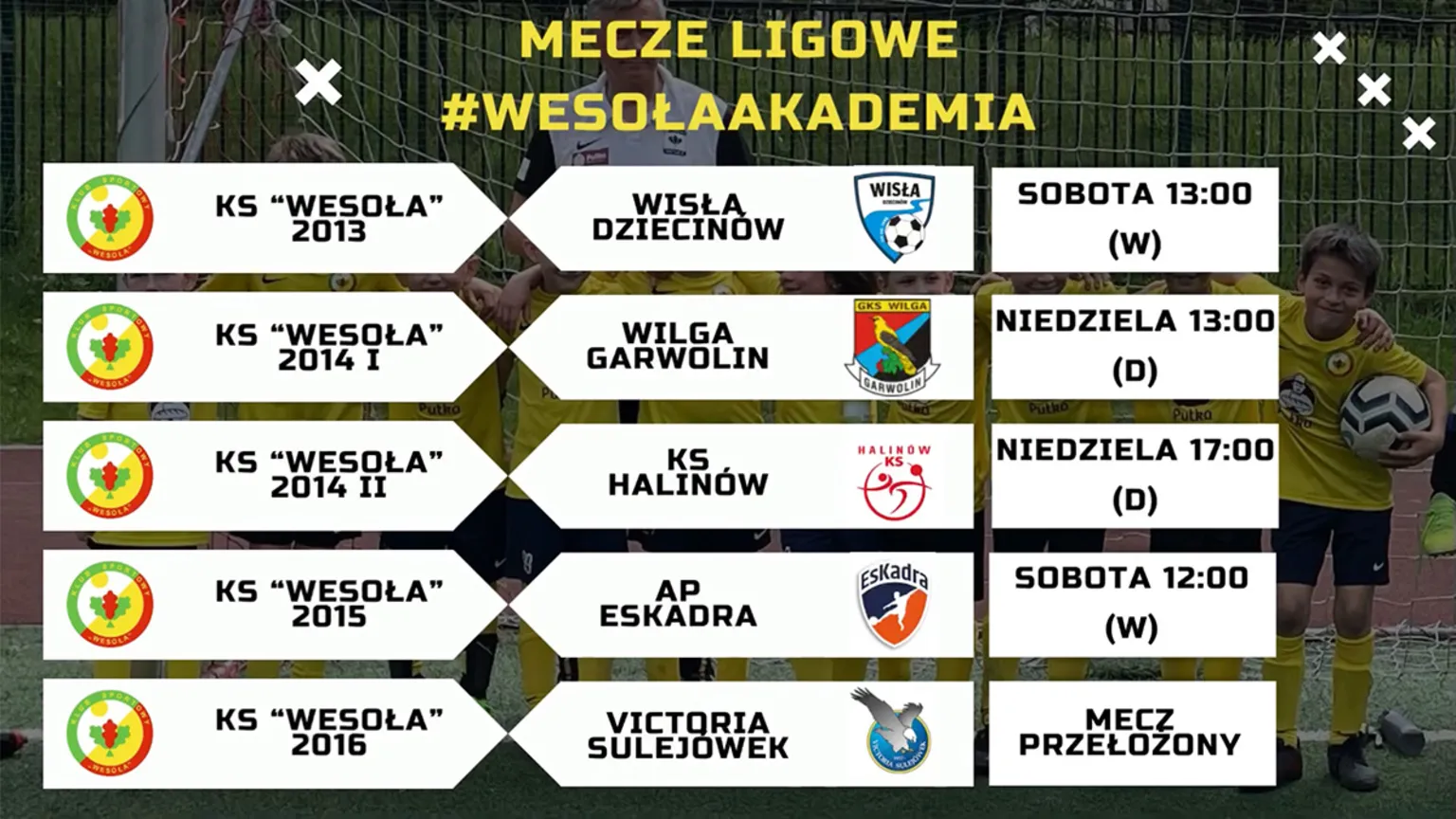 Zdjęcia do artykułu Harmonogram Weekendowych Meczów Akademii KS Wesoła
