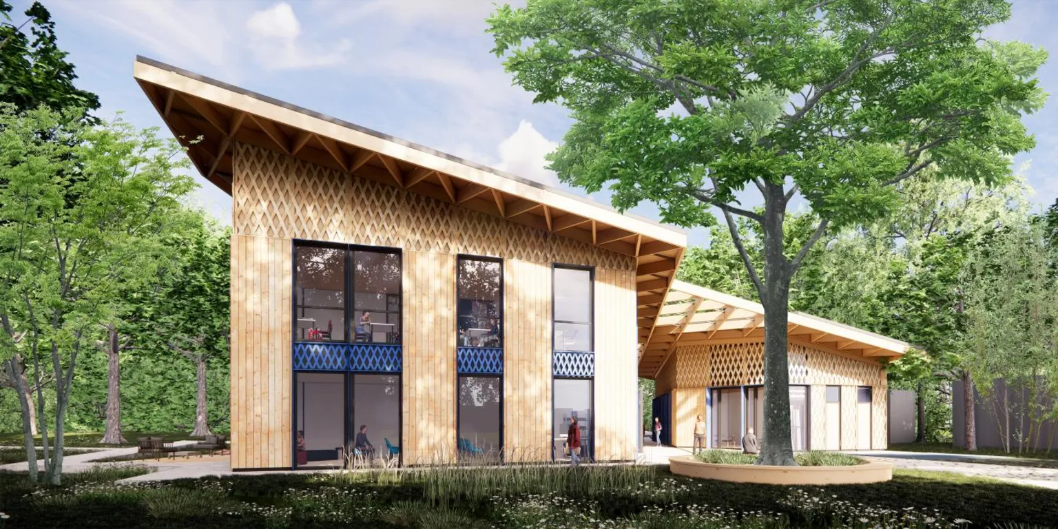 Widok od strony południowo-wschodniej - wizualizacja pracowni KWADRATURA