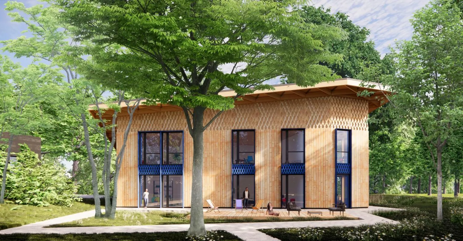 Widok od strony południowej - wizualizacja pracowni KWADRATURA