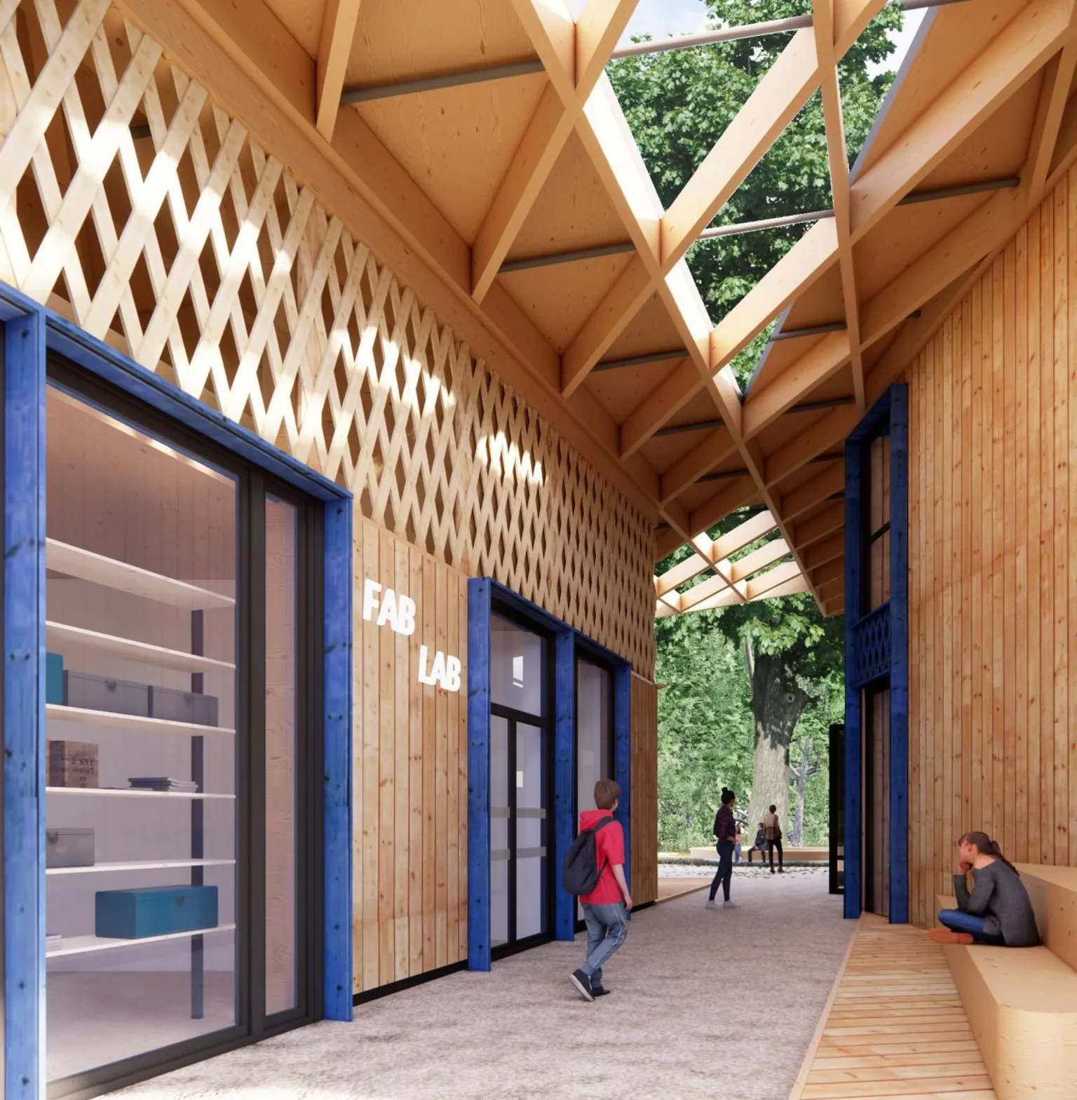 Widok pasażu od strony zachodniej - wizualizacja pracowni KWADRATURA