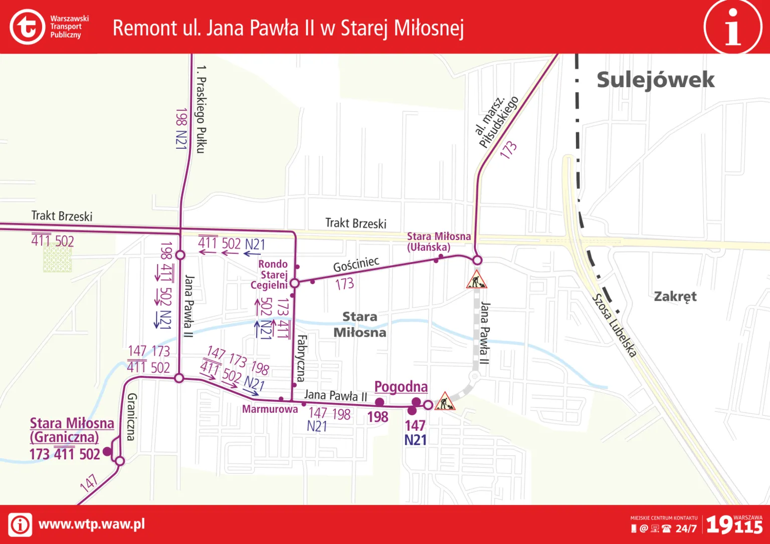 Remont ul. Jana Pawła II w Starej Miłośnej: Duże zmiany tras autobusów i nowe przystanki