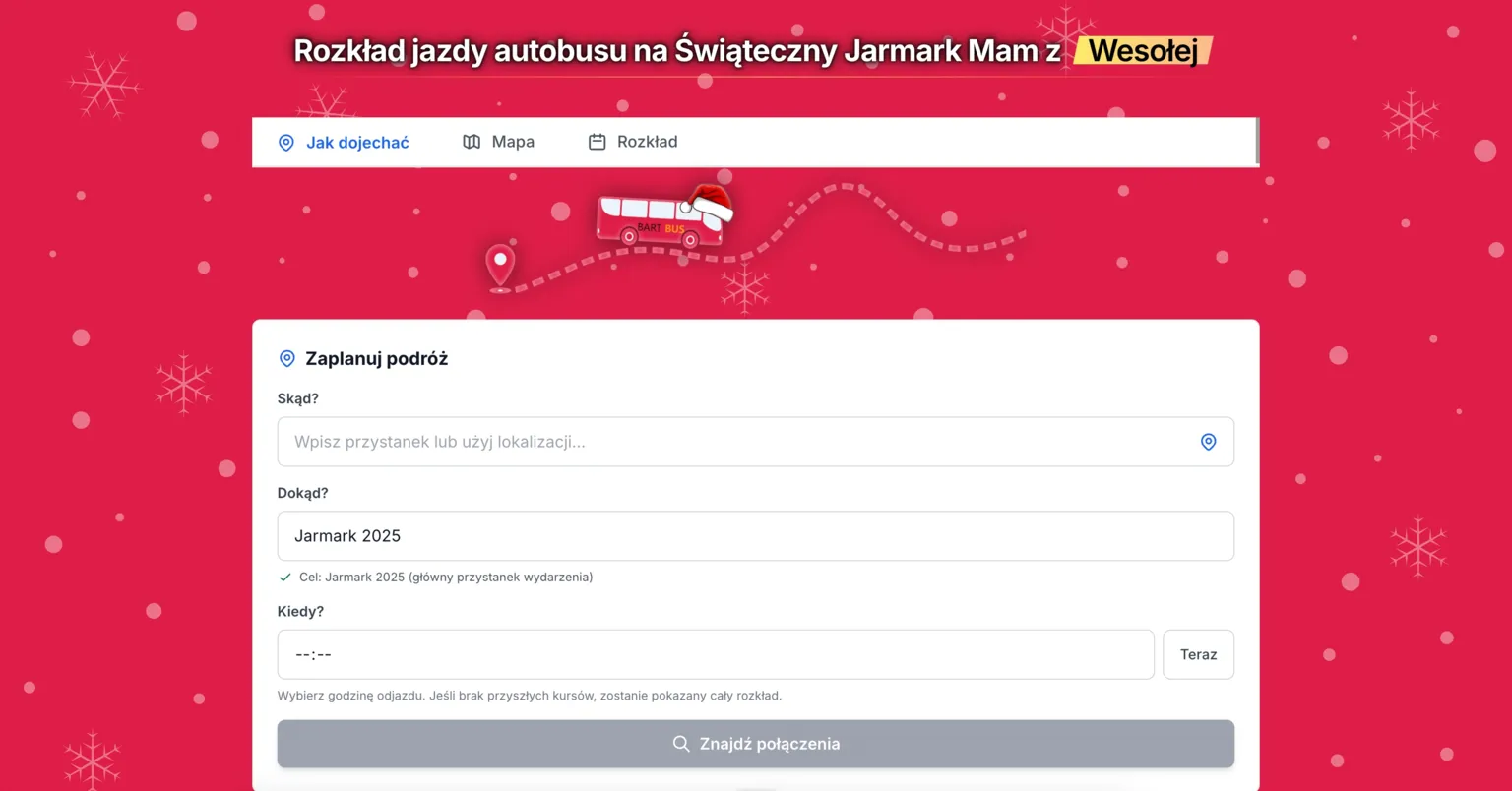 Jadę na Jarmark!  Sprawdź jak łatwo dojechać na Świąteczny Jarmark Mam z Wesołej!