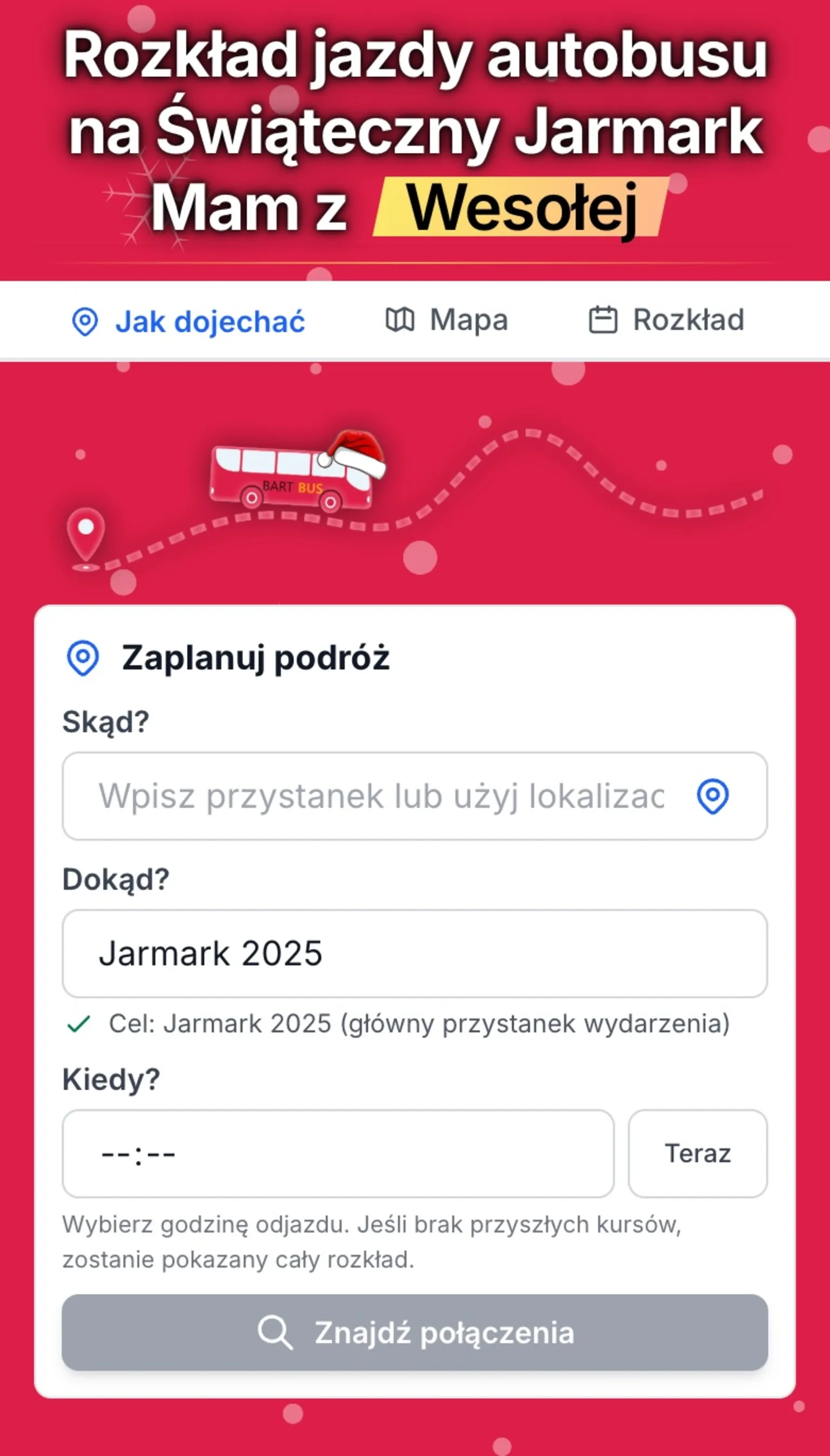 Jadę na Jarmark!  Sprawdź jak łatwo dojechać na Świąteczny Jarmark Mam z Wesołej!