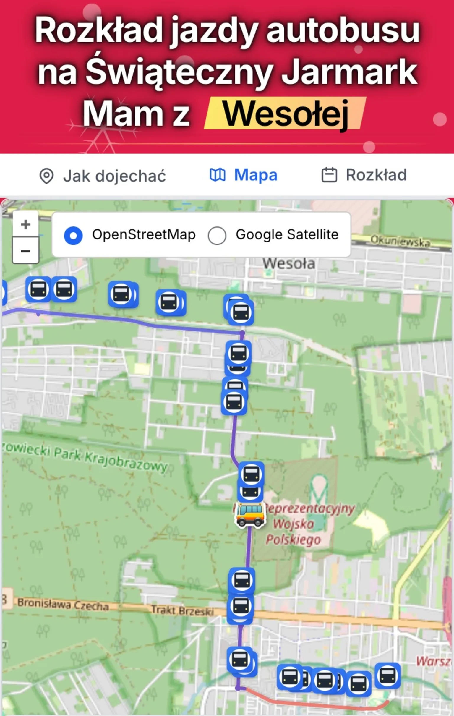 Jadę na Jarmark!  Sprawdź jak łatwo dojechać na Świąteczny Jarmark Mam z Wesołej!