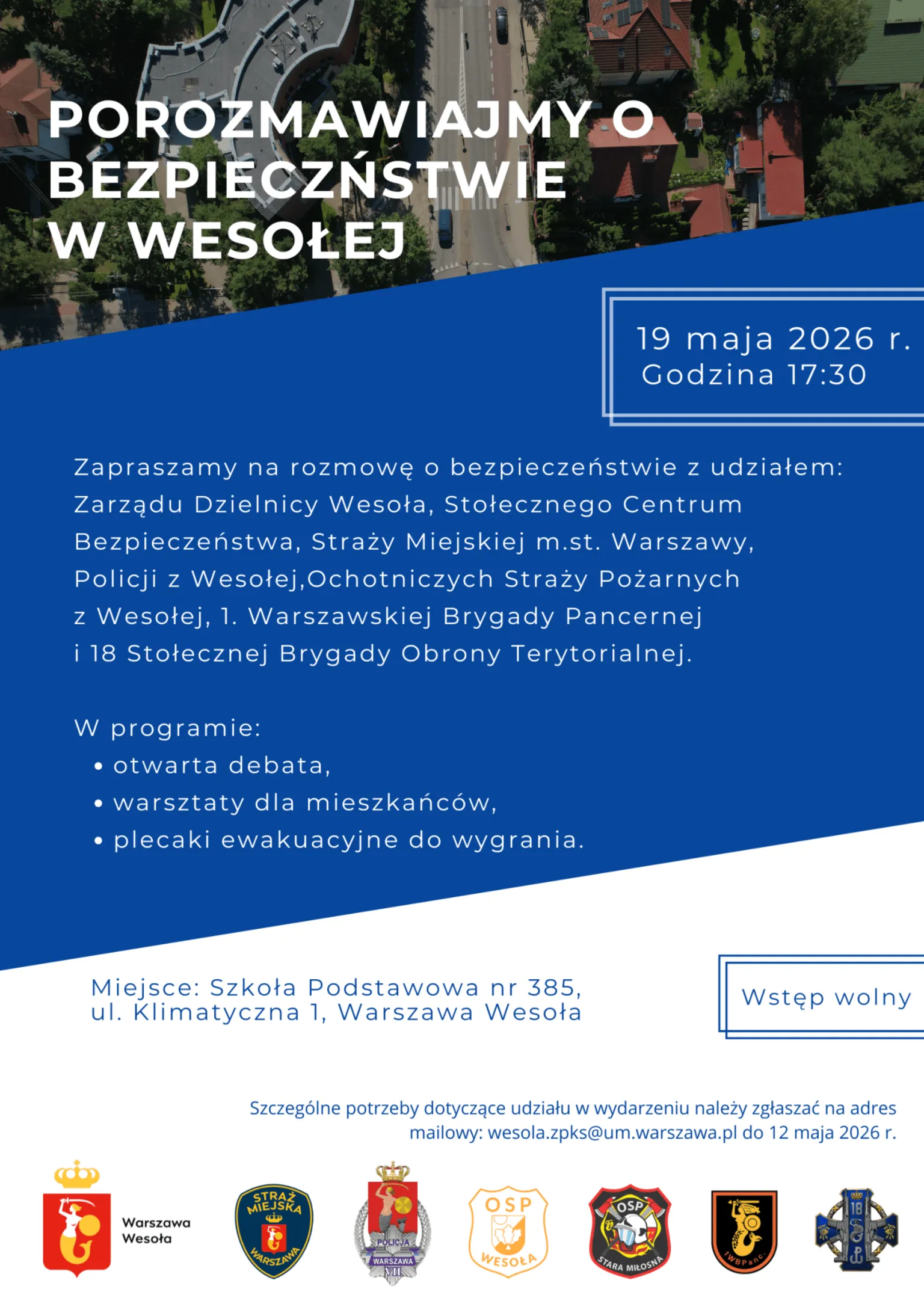 Debata o bezpieczeństwie w Wesołej. 19 maja w SP nr 385