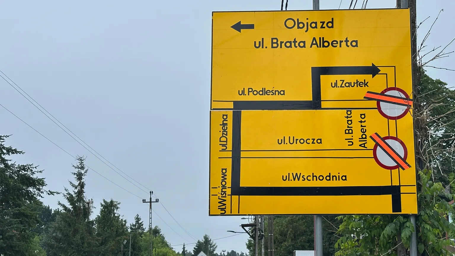 Objazd ulicami Wschodnią, Wiśniową, Dzielną, Podleśną i Zaułek