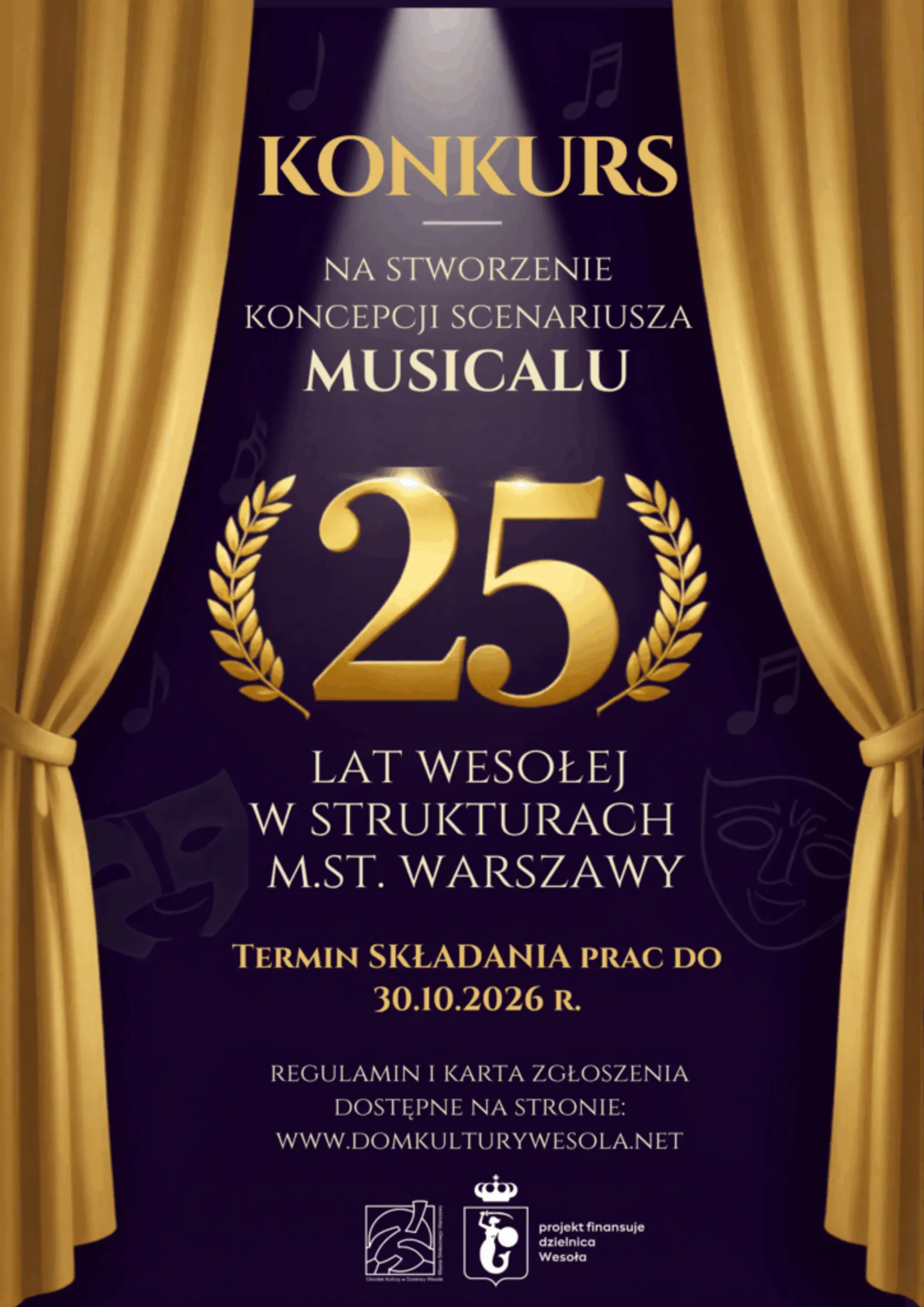 Konkurs na koncepcję scenariusza musicalu „Wesoła w Warszawie!”, plakat