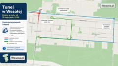 Tunel w Wesołej: w piątek wieczorem zamykają przejazd, autobus 198 z objazdem