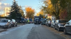 Ekipy MPWiK przy rondzie Gościniec i Fabryczna w Starej Miłośnie