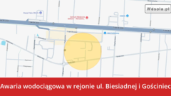 Awaria wodociągowa w rejonie ul. Biesiadnej i Gościniec
