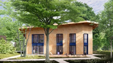 Widok od strony południowej - wizualizacja pracowni KWADRATURA