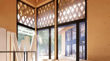 Wnętrze pracowni stolarskiej - wizualizacja pracowni KWADRATURA