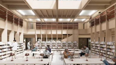 I nagroda - widok na strefę biblioteczną - czytelnia