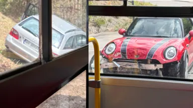 Zdjęcie do artykułu Zderzenie Mini z Mercedesem na skrzyżowaniu Mazowieckiej i 1 Praskiego Pułku