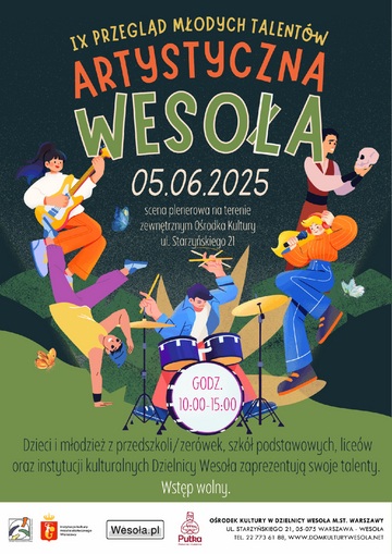 Plakat IX edycja Przeglądu Młodych Talentów Artystyczna Wesoła – konkurs dla dzieci i młodzieży