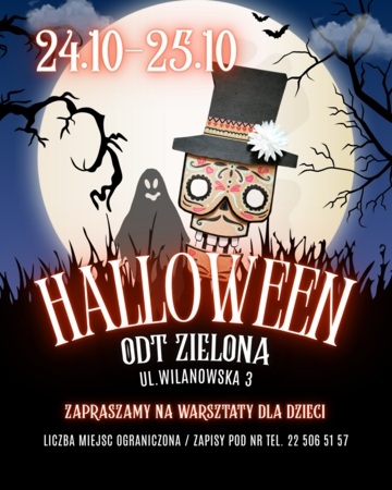 Plakat Warsztaty maski Día de Muertos i duchy 3D dla dzieci w ODT Zielona