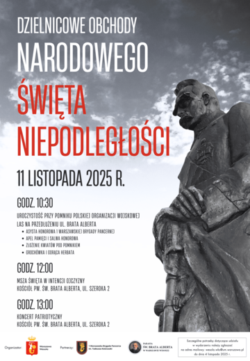 Plakat Dzielnicowe obchody Narodowego Święta Niepodległości 2025 w Wesołej