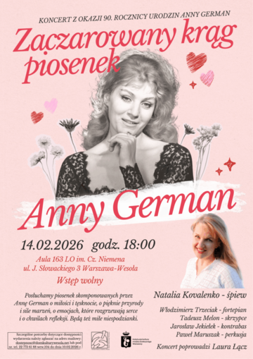 Plakat Koncert z okazji 90. rocznicy urodzin Anny German – Zaczarowany krąg piosenek