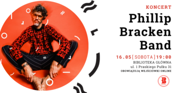 Plakat Koncert Phillip Bracken Band w Bibliotece Głównej podczas Tygodnia Bibliotek