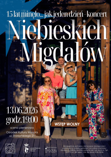 Plakat Jubileuszowy koncert Teatru Muzycznego Niebieskie Migdały