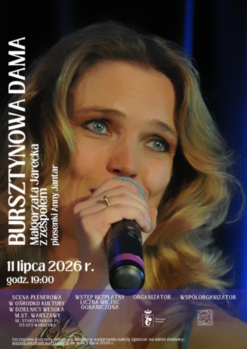 Plakat Koncert "Bursztynowa Dama" – przeboje Anny Jantar w wykonaniu Małgorzaty Jareckiej z zespołem