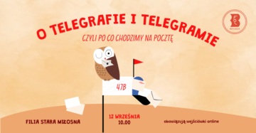 Plakat Rodzinne spotkanie o telegrafie i telegramie w bibliotece w Starej Miłośnie