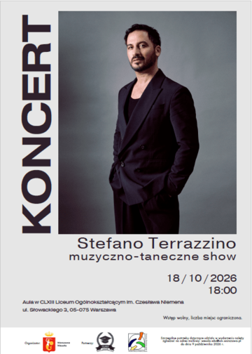 Plakat Stefano Terrazzino wystąpi w Wesołej. Bezpłatny koncert w liceum im. Niemena