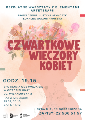 Plakat Czwartkowe Wieczory Kobiet – cykl spotkań kreatywnych i tanecznych dla pań