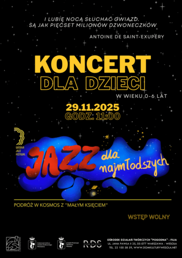 Plakat Jazzowa podróż muzyczna dla dzieci z zespołem Muzyczne Poddasze