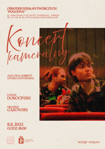 Plakat Jesienny koncert kameralny duetu Nikodem Gąsowski i Łukasz Dorociński