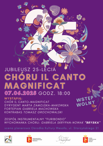 Plakat Jubileuszowy koncert 25-lecia Chóru Il Canto-Magnificat z gośćmi i wychowankami