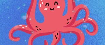 Plakat Koloranki – warsztaty sztuki i ekologii dla dzieci 6–10 lat: Skacząca ośmiornica