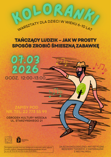 Plakat Koloranki: warsztaty tworzenia kolorowego konia z recyklingu dla dzieci