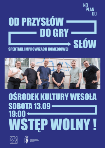 Plakat Komediowy spektakl improwizowany NOPLANDO: przysłowia jako inspiracja scenicza