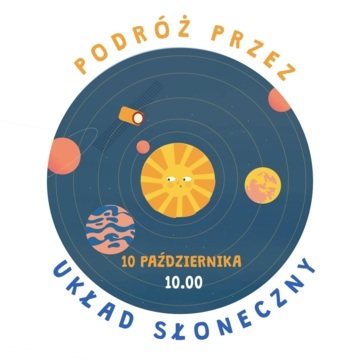 Plakat „Podróż przez układ słoneczny”. Rodzinne spotkanie w bibliotece w Starej Miłośnie