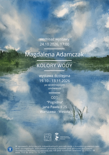 Plakat Akwarele Magdaleny Adamczak w „Pogodnej”. Wernisaż wystawy „Kolory wody”