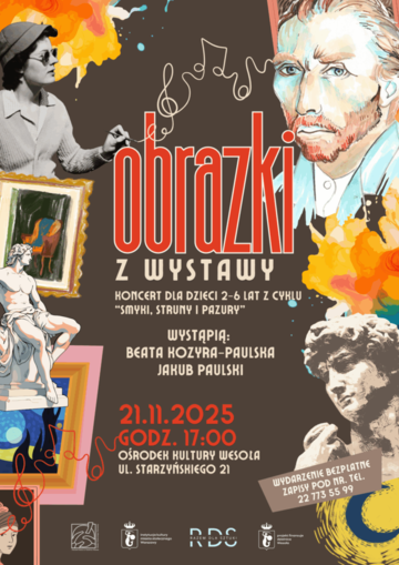 Plakat Obrazki z wystawy – koncert dla dzieci inspirowany muzyką Musorgskiego