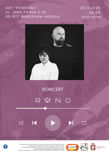 Plakat Runo z Torunia na Otwartej Scenie w „Pogodnej”. Duet zagra 20 listopada