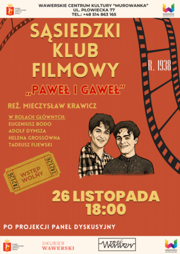 Plakat „Paweł i Gaweł” z Bodo i Dymszą. Sąsiedzki Klub Filmowy w Murowance
