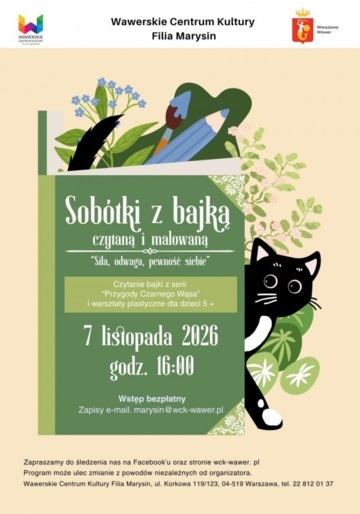 Plakat „Sobótki z bajką” w Marysinie. Czytanie i warsztaty z Małgorzatą Śmierzyńską