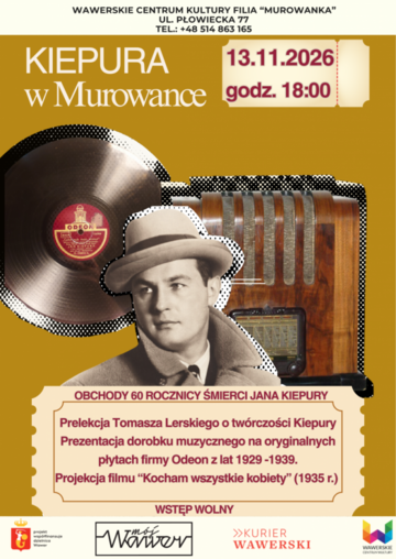 Plakat „Kocham wszystkie kobiety” i płyty Odeonu. Wieczór z Janem Kiepurą w Murowance