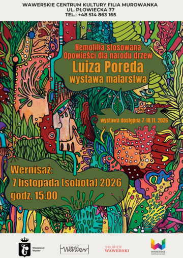 Plakat Leśne duchy i dzikie zwierzęta. Wernisaż malarstwa Luizy Poredy w Murowance